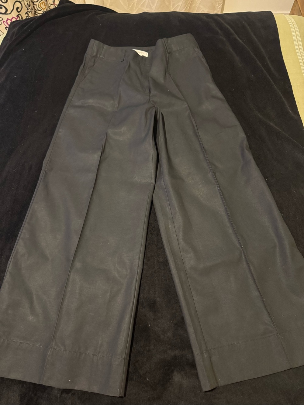 NWT LOFT Seamed Wide Leg Pants in Black Size 12